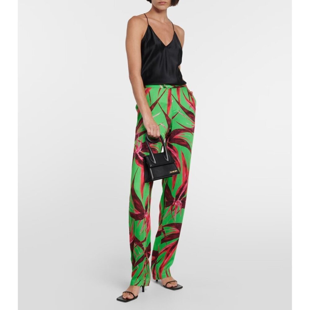 Louisa Ballou silky Floral straight pants